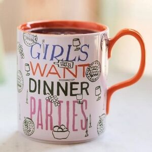 Anthropologie Girls Want Dinner Parties Stoneware Mug